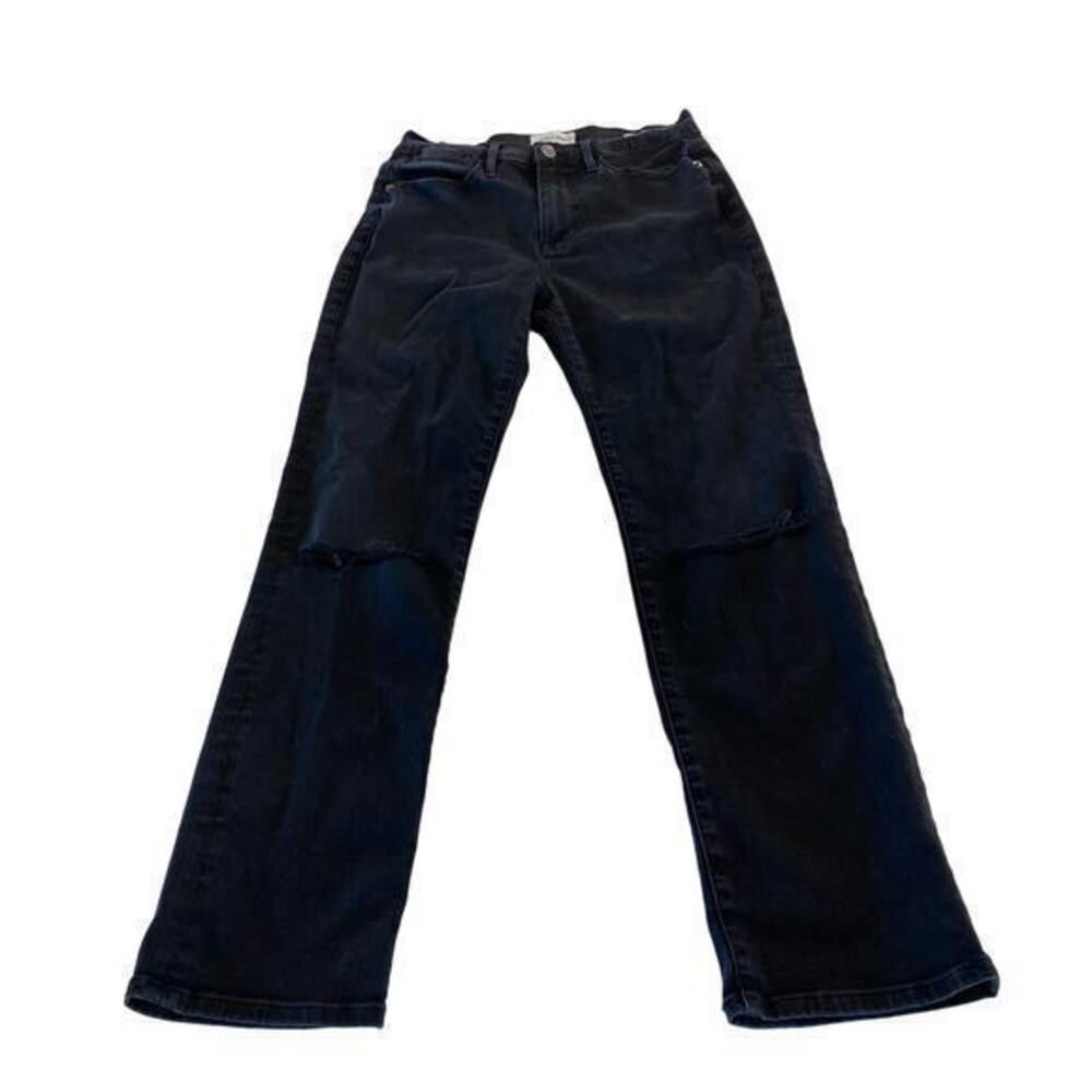 FRAME Le High‎ Straight Leg Cropped Denim Jeans in Maverick Rips Size 28 - Picture 5 of 12